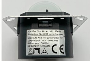 Unterputz PIR Bewegungsmelder 190° IP65 2 & 3 - Draht Technik anthrazit
