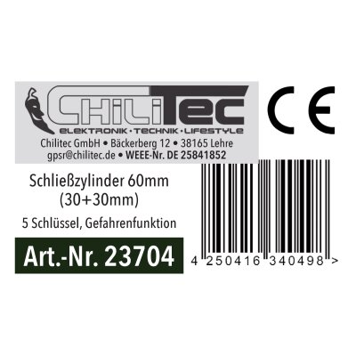 Schließzylinder 60mm (30+30mm) 5 Schlüssel Not- & Gefahrenfunktion