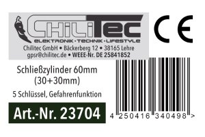 Schließzylinder 60mm (30+30mm) 5 Schlüssel...