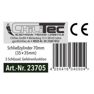 Schließzylinder 70mm (35+35mm) 5 Schlüssel Not- & Gefahrenfunktion