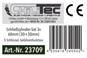 Schließzylinder-Set 3x 60mm (30+30mm) 5 Schlüssel Not- & Gefahrenfunktion