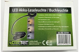 LED Akku-Leseleuchte / Klemmleuchte 18cm Schwanenhals dimmbar 25lm