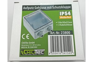 Aufputz Gehäuse mit Schutzklappe IP54 110x105x57mm 2 Kabelschlüsse