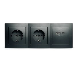 Steckdosenblock McPower Flair matt schwarz 2-fach...