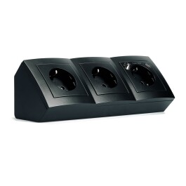 Steckdosenblock McPower Flair matt schwarz 3-fach...