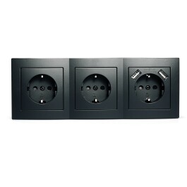 Steckdosenblock McPower Flair Aufbau matt schwarz 3-fach...