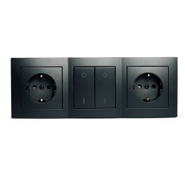 Steckdosenblock McPower Flair Aufbau matt schwarz 2-fach...