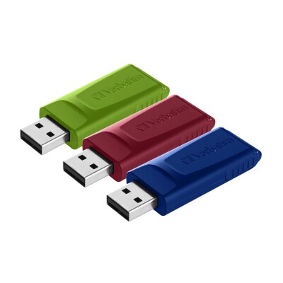 USB 2.0 Stick Verbatim 16GB Slider rot-blau-grün Multipack 3er-Pack