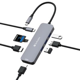 USB-C Pro 8-Port Multiport-Hub CMH-08,Verbatim,3x USB 3.2-A,USB 3.2-C,2x HDMI 4K