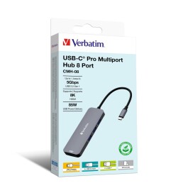 USB-C Pro 8-Port Multiport-Hub CMH-08,Verbatim,3x USB 3.2-A,USB 3.2-C,2x HDMI 4K