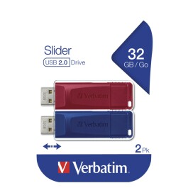 USB 2.0 Stick Verbatim 32GB Slider rot-blau Multipack 2er-Pack