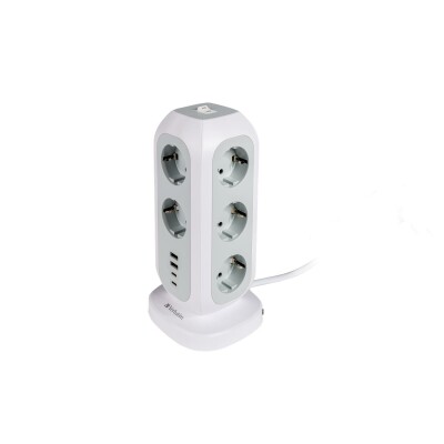Steckdosen-Tower EUPT-01 Verbatim 2m Kabel weiß,11x230V EU USB-A 2x USB-C