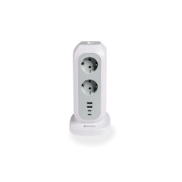 Steckdosen-Tower EUPT-01 Verbatim 2m Kabel weiß,11x230V EU USB-A 2x USB-C