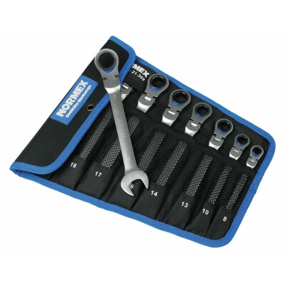 Gelenk-Ratschen-Ringmaulschlüssel-Satz SW 8-19mm CR-V 8-teilig