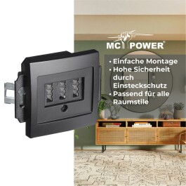 TAE-NFN-Anschlussdose McPower Flair UP matt schwarz 3x 6-polig