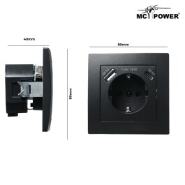Schutzkontakt-Steckdose McPower Flair 1x USB-C 18W PD 1x USB-A matt schwarz