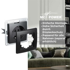 Schutzkontakt-Steckdose McPower Flair 250V~/16A UP Einsteckschutz matt schwarz