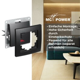 Schalter McPower Flair 250V~/10A UP matt schwarz mit Orientierungsleuchte