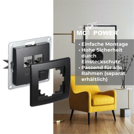 Netzwerk-Dose McPower Flair CAT6A UP matt schwarz vollgeschirmt
