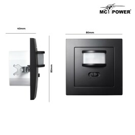 Unterputz IR Bewegungsmelder McPower Flair 160° 750W ,LED geeignet matt schwarz