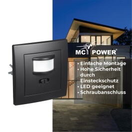 Unterputz IR Bewegungsmelder McPower Flair 160° 750W ,LED geeignet matt schwarz