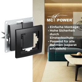Wechselschalter McPower Flair 2-fach 250V~/10A UP matt schwarz Steckanschluss