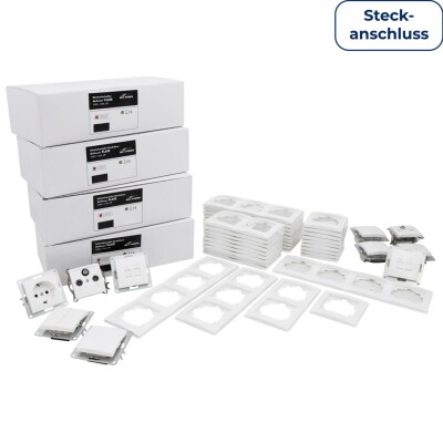 Schalter und Steckdosen Set McPower Flair Megaset-Profi 100-teilig weiß  Steckanschluss