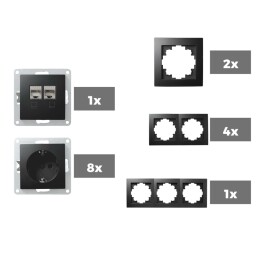 Schalter und Steckdosen Set McPower Flair Arbeitszimmer matt schwarz 16-tlg.