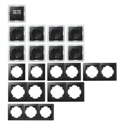 Schalter und Steckdosen Set McPower Flair Arbeitszimmer matt schwarz 16-tlg.