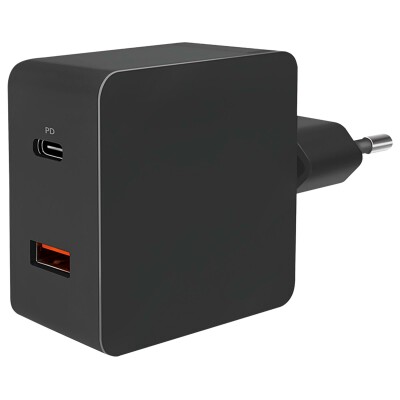 USB Ladegerät 230V Netzteil 1xUSB-A 1xUSB-C 18W max 3A/5V 2A/9V,1,5A/12V