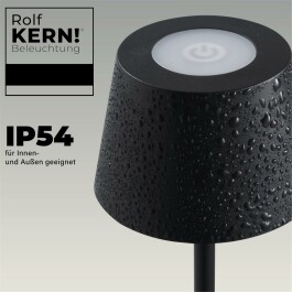 LED-Tischleuchte ROLF KERN „Club Nano“ 21cm schwarz Akku dimmbar