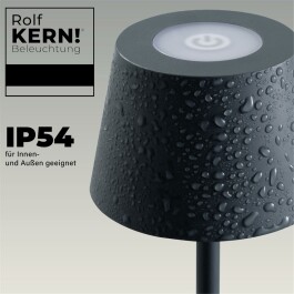 LED-Tischleuchte ROLF KERN „Club Nano“ 21cm Basaltgrau Akku dimmbar