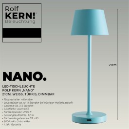 LED-Tischleuchte ROLF KERN „Club Nano“ 21cm Türkis Akku dimmbar