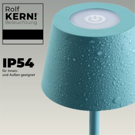 LED-Tischleuchte ROLF KERN „Club Nano“ 21cm Türkis Akku dimmbar