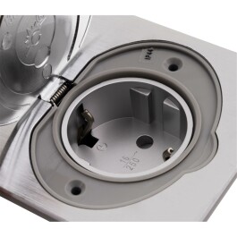 Boden Einbausteckdose IP44 Edelstahl 3680W incl....