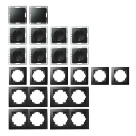 Schalter und Steckdosen Set McPower Flair Standard matt schwarz 20-teilig