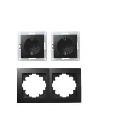 Steckdosen Set McPower Flair Beginner 2S matt schwarz 3-teilig