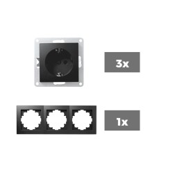 Steckdosen Set McPower Flair Beginner 3S matt schwarz 4-teilig