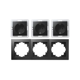 Steckdosen Set McPower Flair Beginner 3S matt schwarz 4-teilig