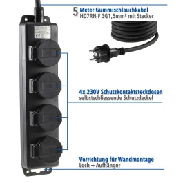Gartensteckdosenleiste für Außen 4-fach IP44...