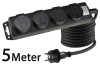 Gartensteckdosenleiste für Außen 4-fach IP44 H07RN-F 3G1,5mm² Zuleitung 5m