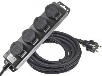 Gartensteckdosenleiste für Außen 4-fach IP44...