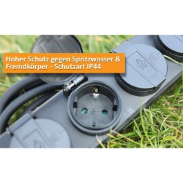 Gartensteckdosenleiste für Außen 4-fach IP44 H07RN-F 3G1,5mm² Zuleitung 10m