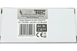 Stecker-Netzteil mit USB CTN-0510 Ein 110-240V~ Aus 5V= 1A 5W weiß
