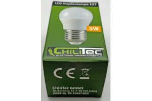 LED Tropfenlampe E27  promo warmweiß 120° 230V 5W 495lm 3000k