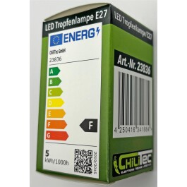 LED Tropfenlampe E27  promo warmweiß 120° 230V 5W 495lm 3000k