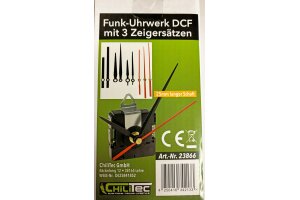 Funkuhrwerk DCF mit 3 Zeigersätzen aus Kunststoff 25mm langer Schaft