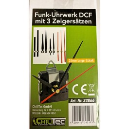 Funkuhrwerk DCF mit 3 Zeigersätzen aus Kunststoff 25mm langer Schaft
