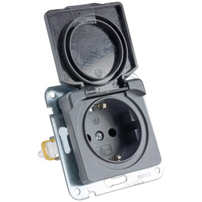 MILOS Schutzkontakt-Steckdose IP40 250V~/ 16A mit Deckel UP anthrazit