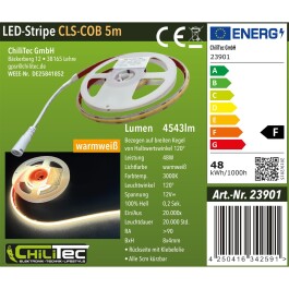 LED-Stripe CLS-COB V2 5m warmweiß 12V 48W  4543 Lumen